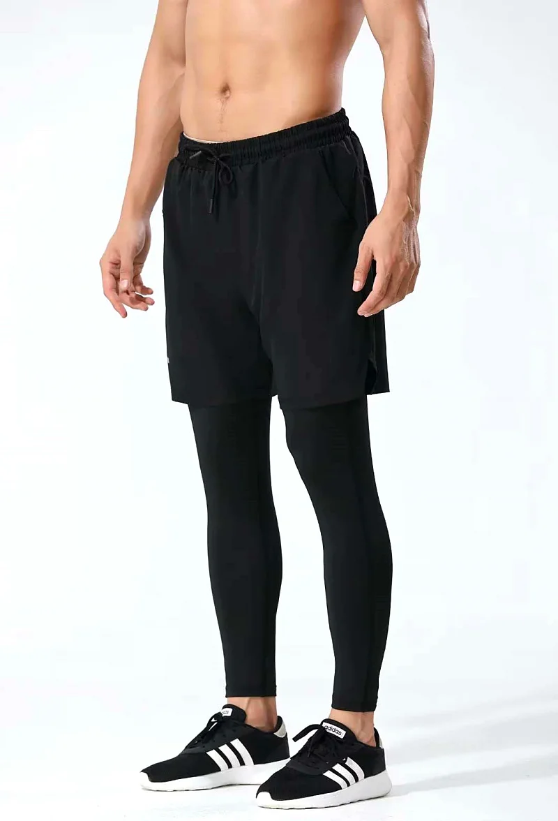 Men's Running Pants Compression Sport Tights 2 In 1 Quick Dry Fitness Gym Leggings Male Sportswear Workout Training Trousers