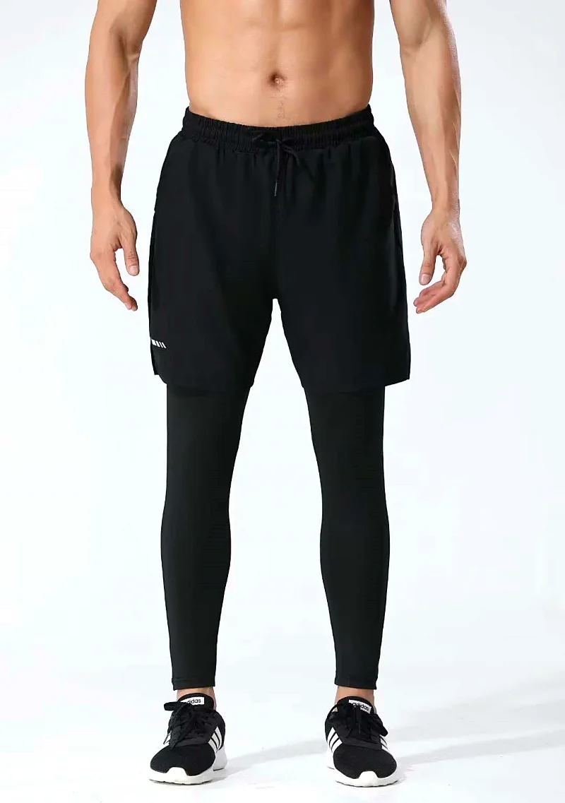Men's Running Pants Compression Sport Tights 2 In 1 Quick Dry Fitness Gym Leggings Male Sportswear Workout Training Trousers