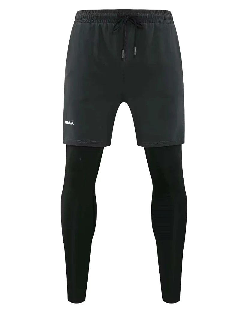 Men's Running Pants Compression Sport Tights 2 In 1 Quick Dry Fitness Gym Leggings Male Sportswear Workout Training Trousers
