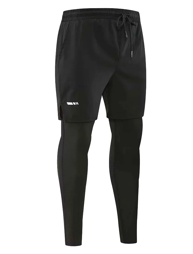 Men's Running Pants Compression Sport Tights 2 In 1 Quick Dry Fitness Gym Leggings Male Sportswear Workout Training Trousers