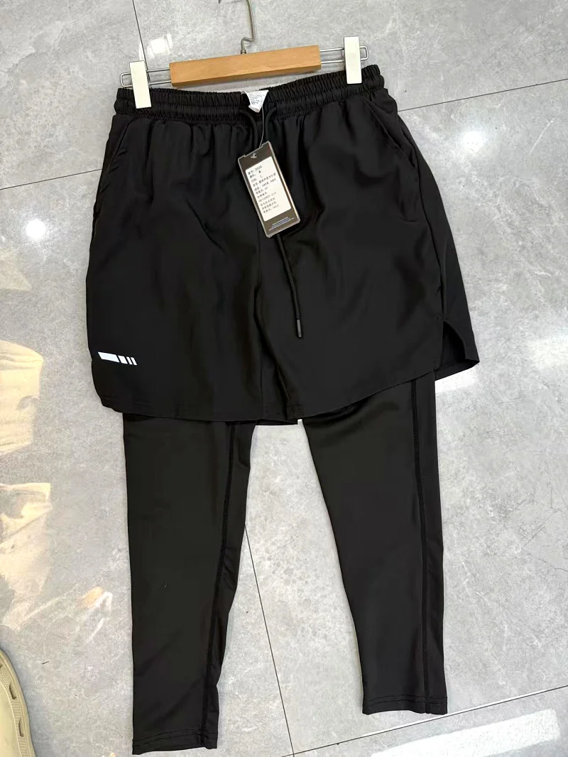 Men's Running Pants Compression Sport Tights 2 In 1 Quick Dry Fitness Gym Leggings Male Sportswear Workout Training Trousers