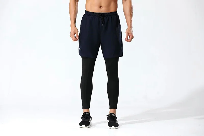 Men's Running Pants Compression Sport Tights 2 In 1 Quick Dry Fitness Gym Leggings Male Sportswear Workout Training Trousers