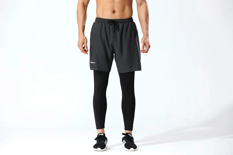 Men's Running Pants Compression Sport Tights 2 In 1 Quick Dry Fitness Gym Leggings Male Sportswear Workout Training Trousers