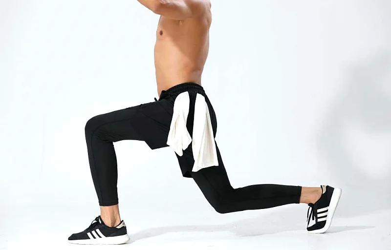Men's Running Pants Compression Sport Tights 2 In 1 Quick Dry Fitness Gym Leggings Male Sportswear Workout Training Trousers