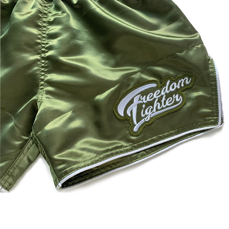 FLUORY Muay Thai Shorts Solid Color Embroidered Soft and Comfortable Training Shorts Men's Fighting Women's MMA Boxing Shorts