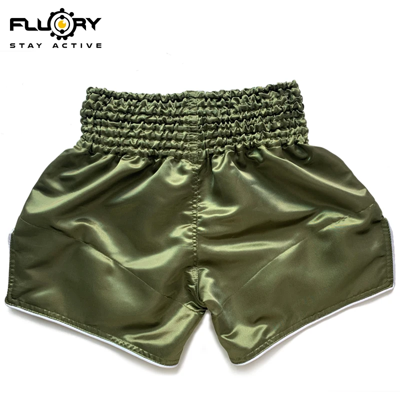 FLUORY Muay Thai Shorts Solid Color Embroidered Soft and Comfortable Training Shorts Men's Fighting Women's MMA Boxing Shorts