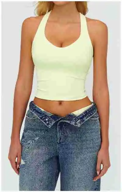 Woman Yoga Tank Top Gym Clothes Removable Chest Pad Fitness Bra Workout Halter Top Activewear Sexy Pilates Sports Vest Underwear