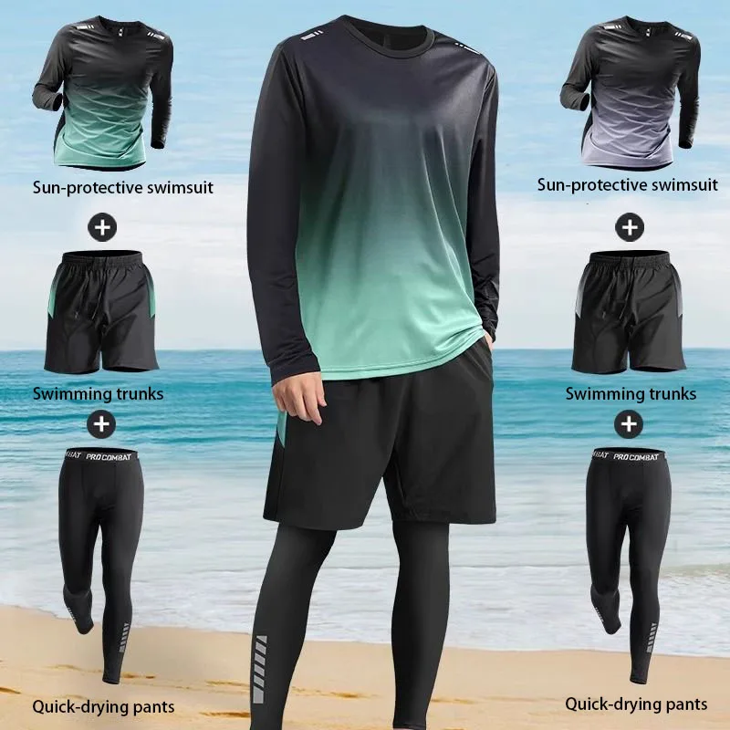 2025 new swimming suit, men's sun-protective long-sleeved and long pants swimsuit.