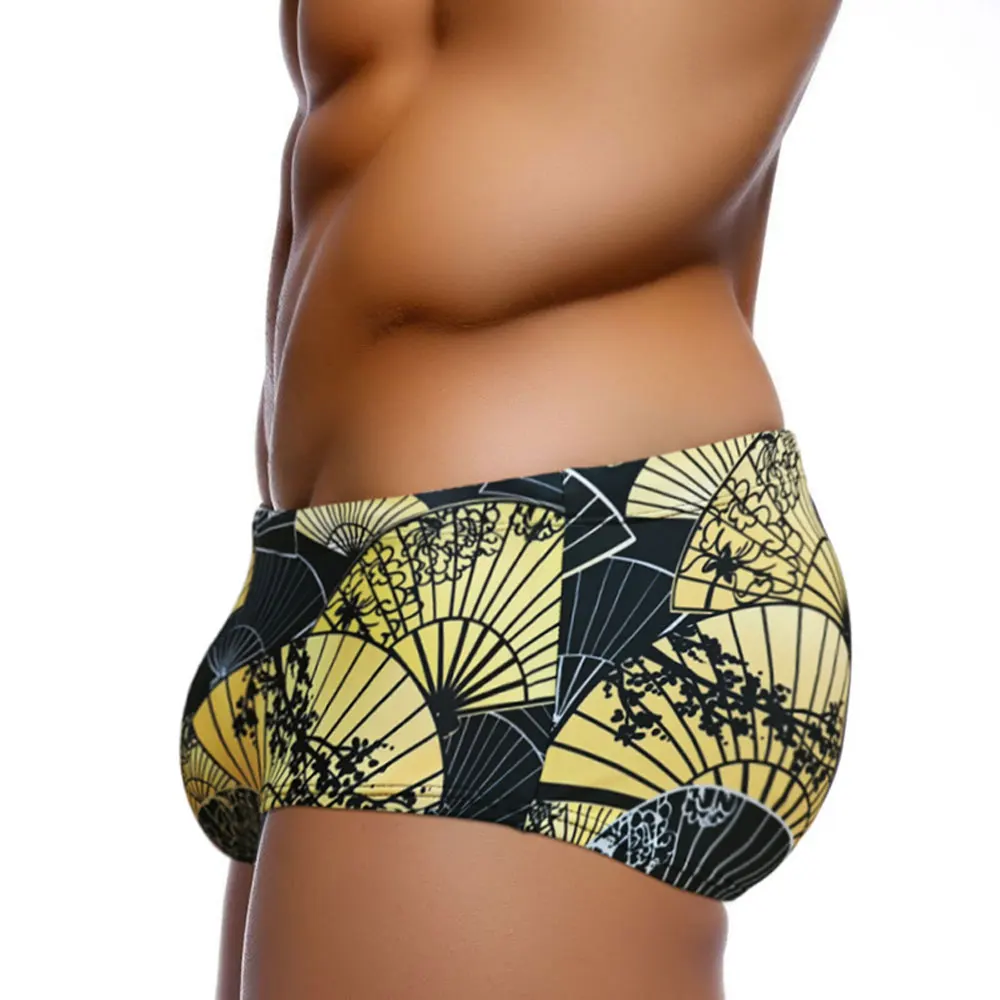 UXH Brand Men's Swimwear short With Push-Up Black Trunks Boxer Hi-Q Sexy Men Breathable Swim Suit Speed Matching Beach Shorts