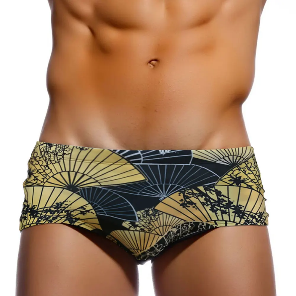 UXH Brand Men's Swimwear short With Push-Up Black Trunks Boxer Hi-Q Sexy Men Breathable Swim Suit Speed Matching Beach Shorts
