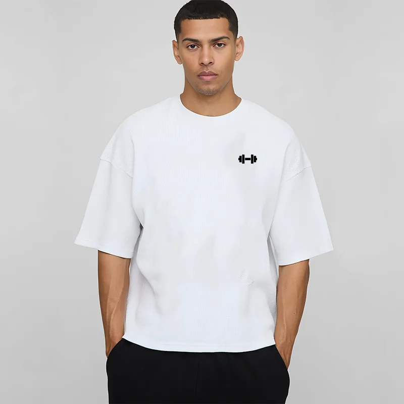 Oversized Boxy Fit Dropped Shoulders Running T-shirts Mens Cotton Heavyweight Half Sleeve Sports T Shirts Casual Gym Clothing