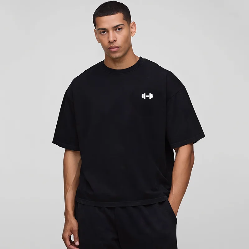 Oversized Boxy Fit Dropped Shoulders Running T-shirts Mens Cotton Heavyweight Half Sleeve Sports T Shirts Casual Gym Clothing