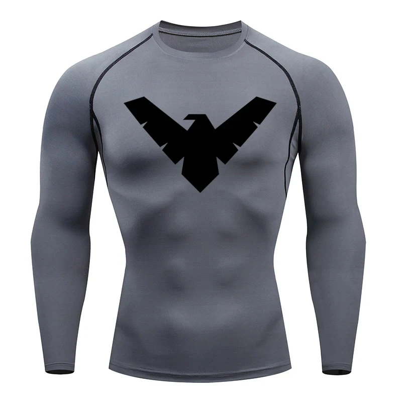 Summer Short Sleeve Compression Shirt Men Sports Top Running T Shirt Quick Dry Gym Workout Clothing Sun Protection Long Sleeve