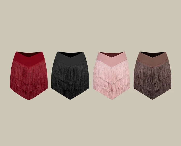 New Latin Dance Clothes Long Sleeves Backless Tops Fringe Skirt Women Cha Cha Rumba Samba Dance Training Practice Wear