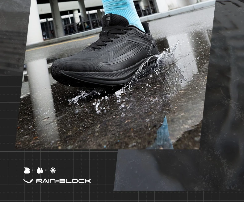 361 Degrees Wingblade Rainblock Men Running Shoes Splash Proof Anti-Slip Water Repellent Grippy Stable Male Sneakers 672532231
