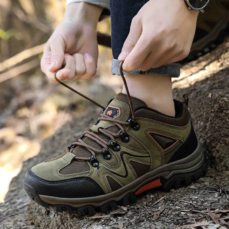 Men's Non-Slip Wear-Resistant Outdoor Hiking Shoes, Wear-Resistant Splash-Proof Sports Shoes, All-Terrain Hunting Hiking Shoes