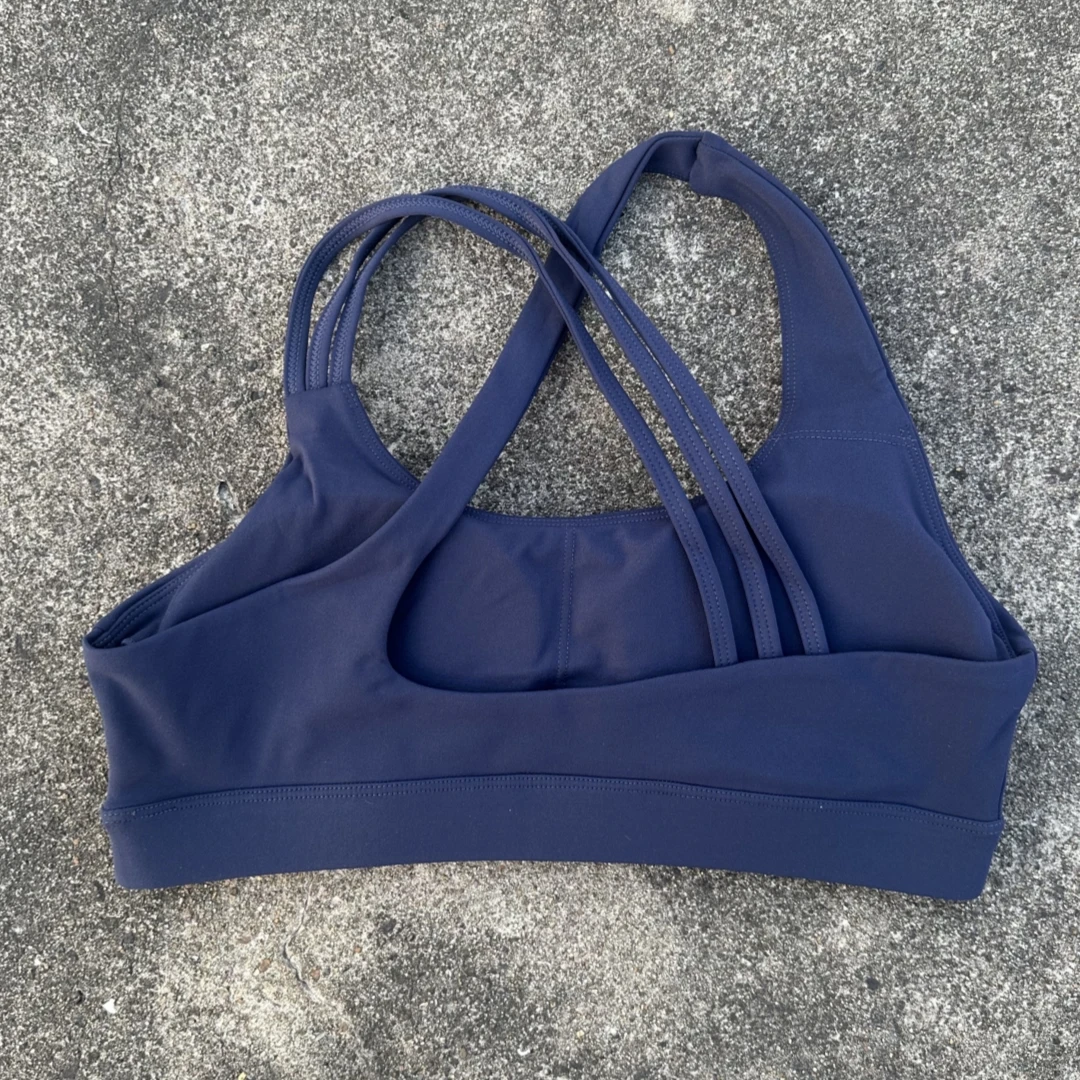 Solid Color Women Fitness Sport Bra Top High Strength Cross Shoulder Strap Gym Underwear Shockproof Tight Workout With Chest Pad