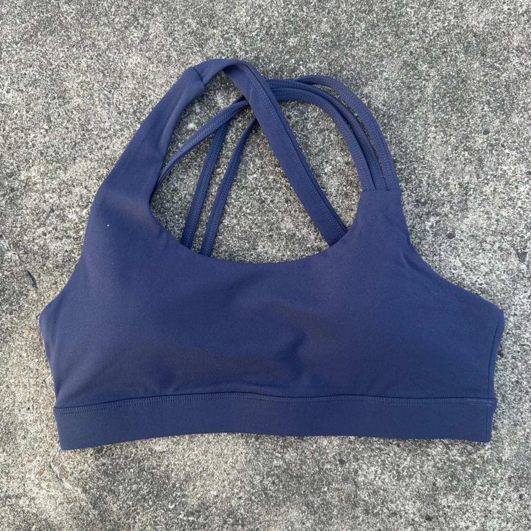 Solid Color Women Fitness Sport Bra Top High Strength Cross Shoulder Strap Gym Underwear Shockproof Tight Workout With Chest Pad