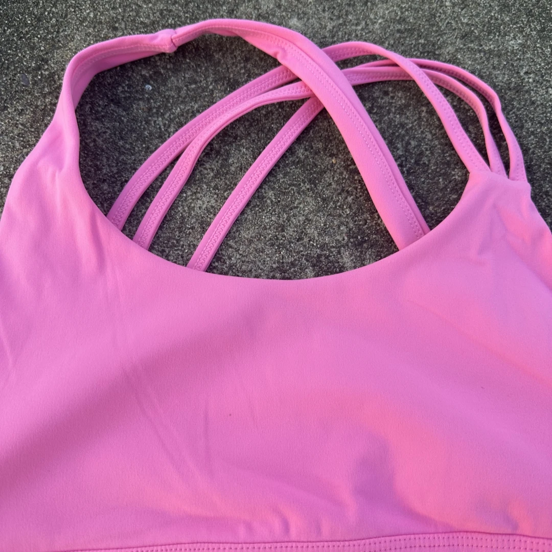 Solid Color Women Fitness Sport Bra Top High Strength Cross Shoulder Strap Gym Underwear Shockproof Tight Workout With Chest Pad
