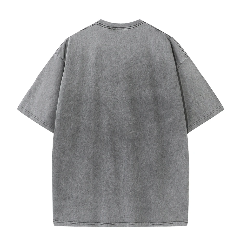 Washed T-Shirt 230G 100Cotton Solid Oversized Loose Fitness Mens Tee Tops Dropped Shoulders Short Sleeve Gym Bodybuilding Shirts