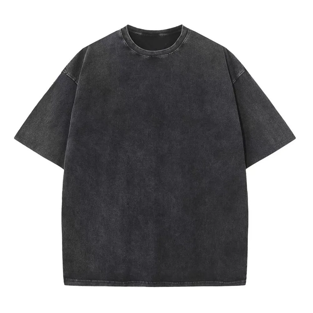 Washed T-Shirt 230G 100Cotton Solid Oversized Loose Fitness Mens Tee Tops Dropped Shoulders Short Sleeve Gym Bodybuilding Shirts
