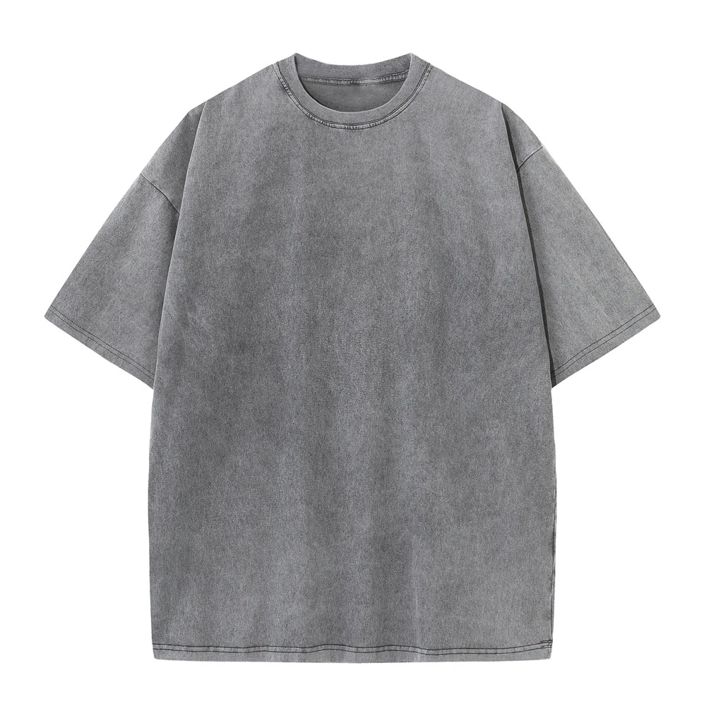 Washed T-Shirt 230G 100Cotton Solid Oversized Loose Fitness Mens Tee Tops Dropped Shoulders Short Sleeve Gym Bodybuilding Shirts