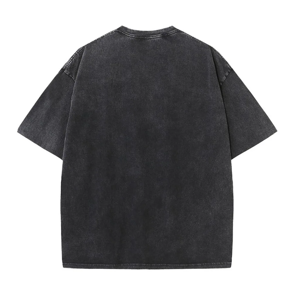 Washed T-Shirt 230G 100Cotton Solid Oversized Loose Fitness Mens Tee Tops Dropped Shoulders Short Sleeve Gym Bodybuilding Shirts
