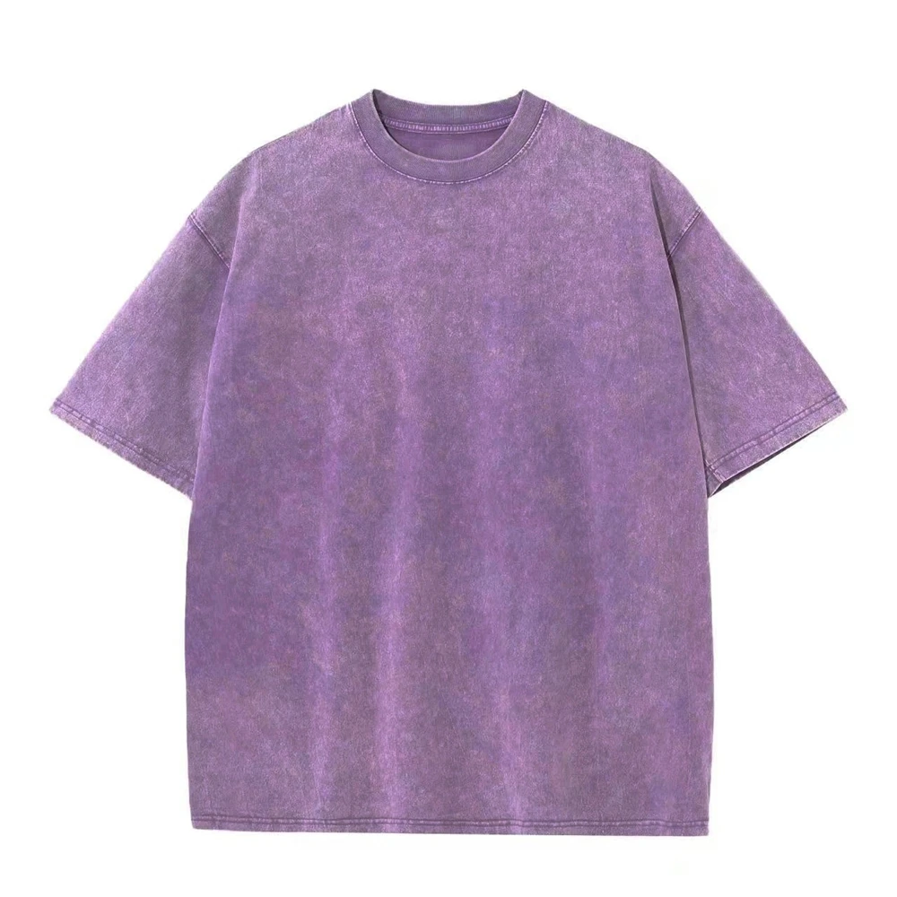 Washed T-Shirt 230G 100Cotton Solid Oversized Loose Fitness Mens Tee Tops Dropped Shoulders Short Sleeve Gym Bodybuilding Shirts