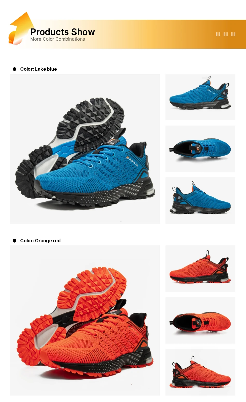 Baasploa Men Running Shoes Outdoor Lightweight Breathable Lace up Tennis Shoes Male Casual Non-Slip Professional Sports Shoes