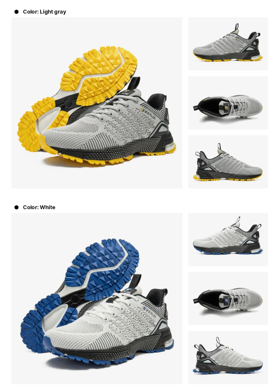 Baasploa Men Running Shoes Outdoor Lightweight Breathable Lace up Tennis Shoes Male Casual Non-Slip Professional Sports Shoes