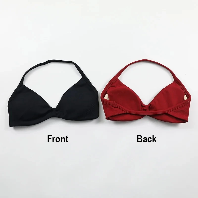 Strappy Bra Gym Top Women High Support Thin Strap Halter Sports Seamless Bras Scrunch Push-up Workout Yoga Tank Tops
