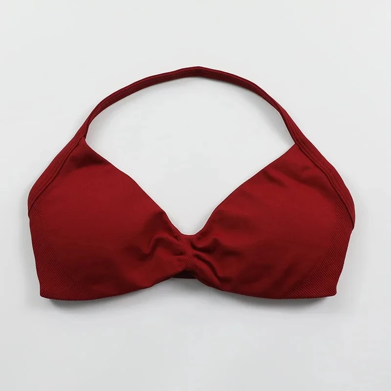 Strappy Bra Gym Top Women High Support Thin Strap Halter Sports Seamless Bras Scrunch Push-up Workout Yoga Tank Tops