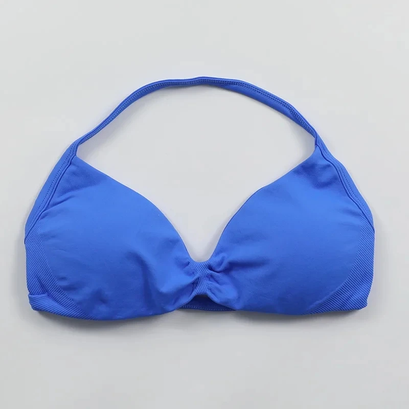 Strappy Bra Gym Top Women High Support Thin Strap Halter Sports Seamless Bras Scrunch Push-up Workout Yoga Tank Tops