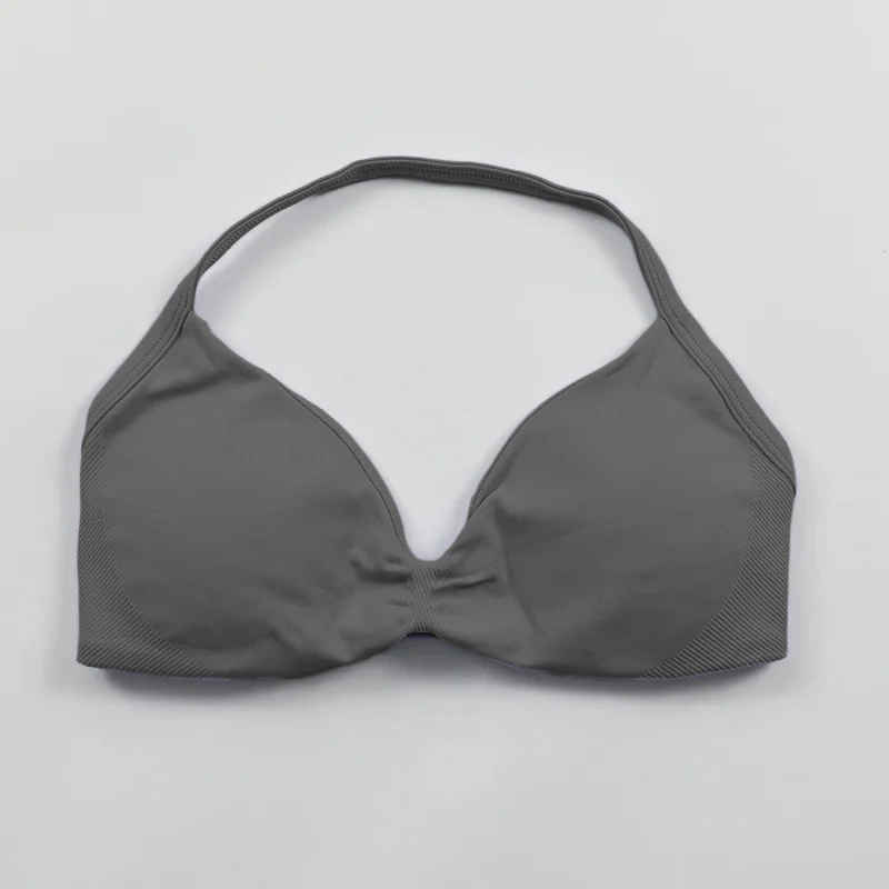 Strappy Bra Gym Top Women High Support Thin Strap Halter Sports Seamless Bras Scrunch Push-up Workout Yoga Tank Tops