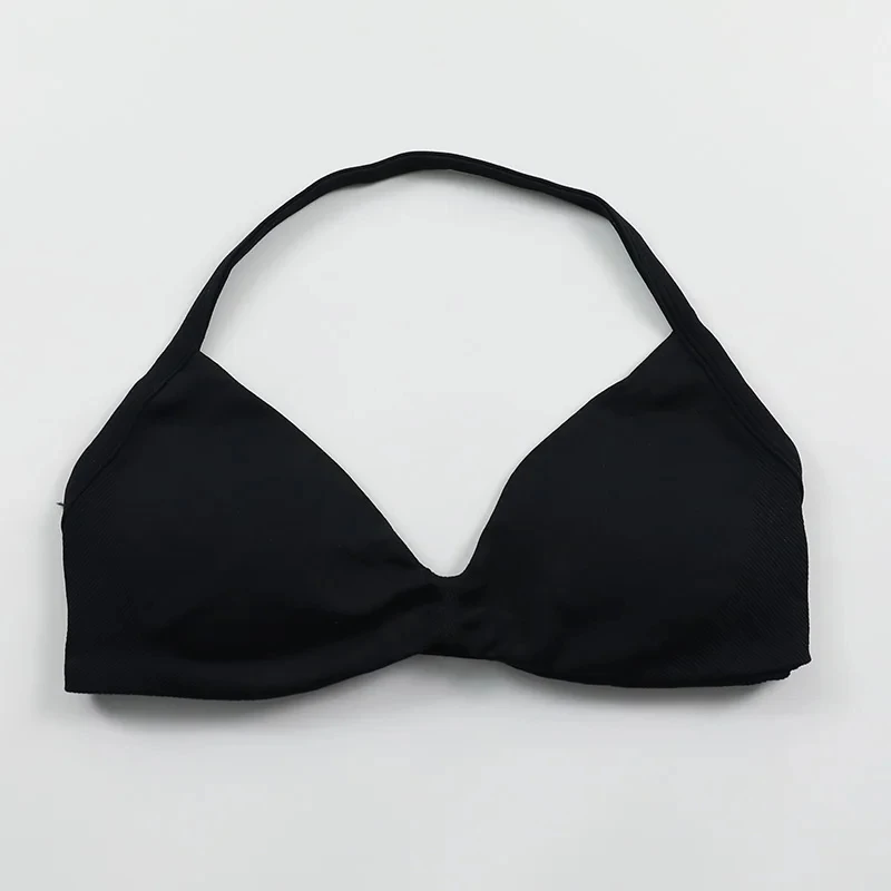 Strappy Bra Gym Top Women High Support Thin Strap Halter Sports Seamless Bras Scrunch Push-up Workout Yoga Tank Tops