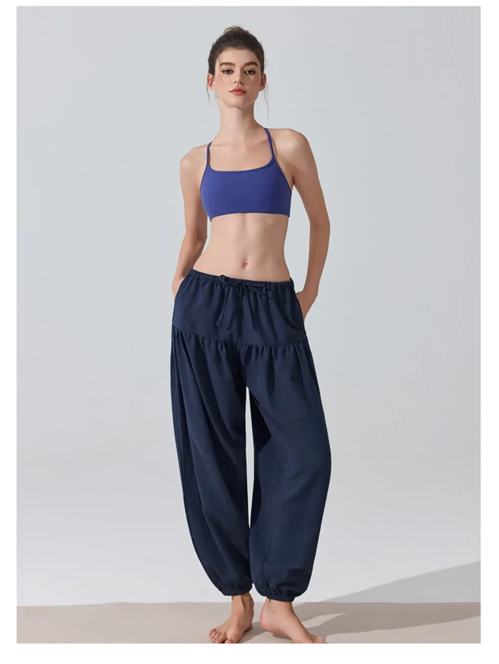Stown Harem Pants for Ladies Gym - Women's High Waist Drawstring Yoga Boho Trousers with Pockets, Loose Fit Balloon Sweatpants