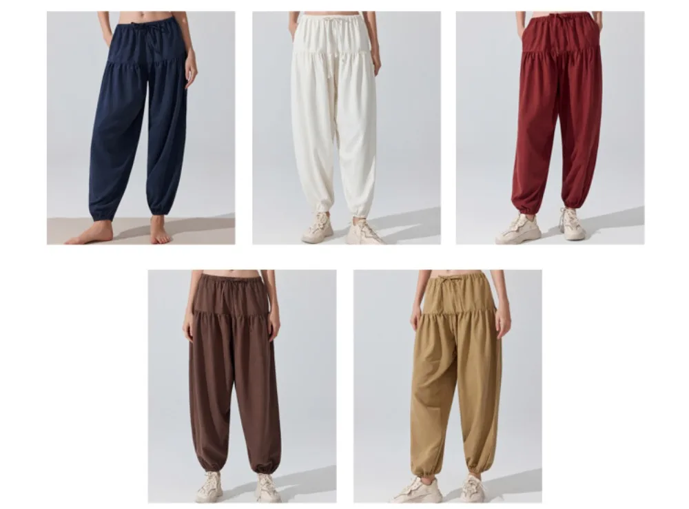 Stown Harem Pants for Ladies Gym - Women's High Waist Drawstring Yoga Boho Trousers with Pockets, Loose Fit Balloon Sweatpants