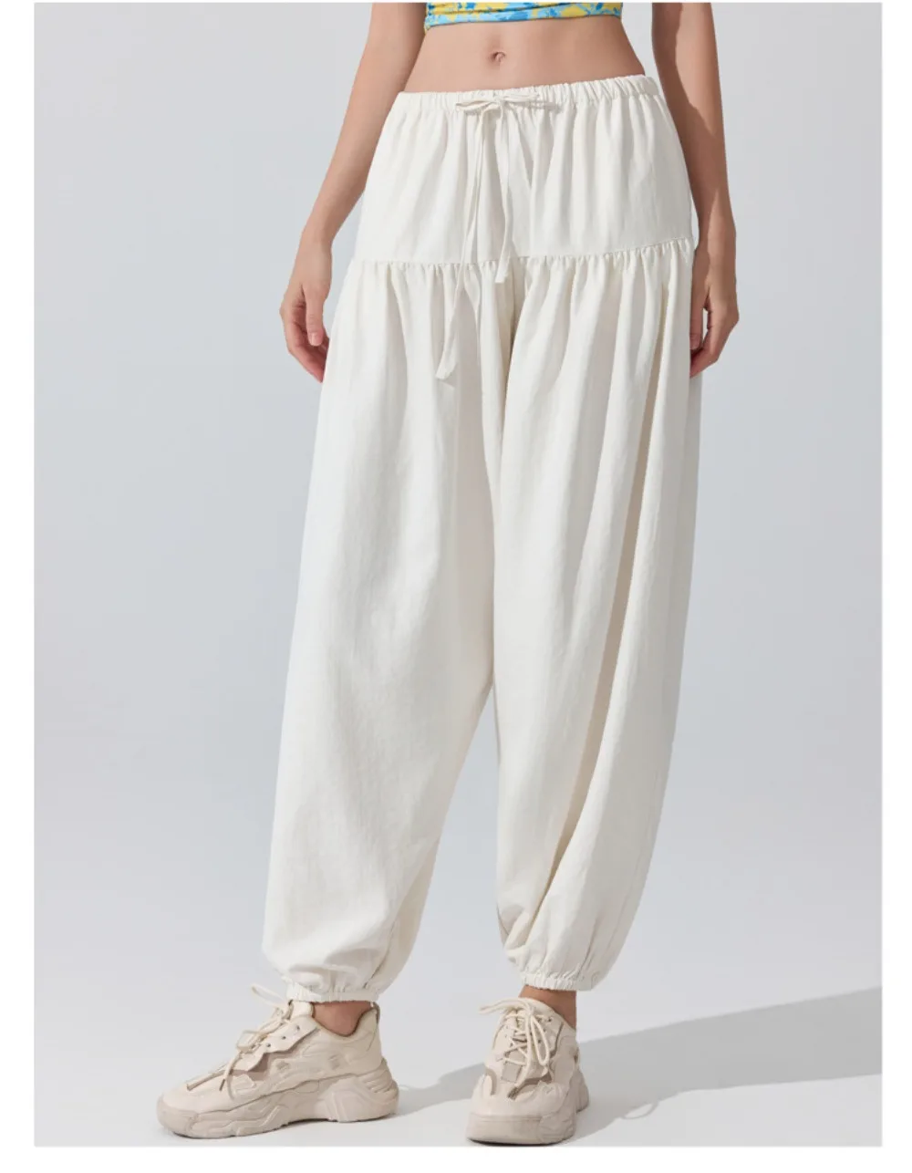 Stown Harem Pants for Ladies Gym - Women's High Waist Drawstring Yoga Boho Trousers with Pockets, Loose Fit Balloon Sweatpants