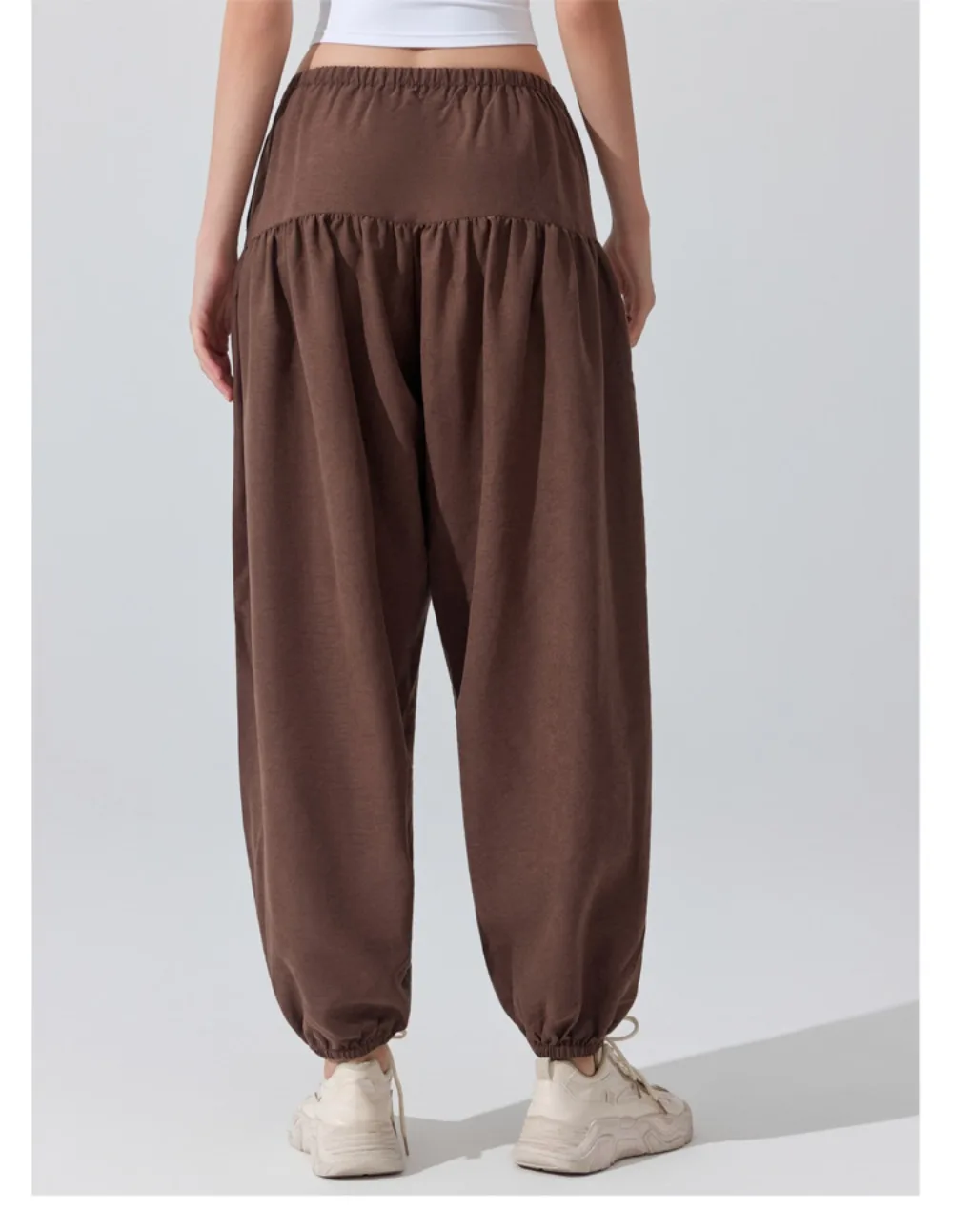 Stown Harem Pants for Ladies Gym - Women's High Waist Drawstring Yoga Boho Trousers with Pockets, Loose Fit Balloon Sweatpants
