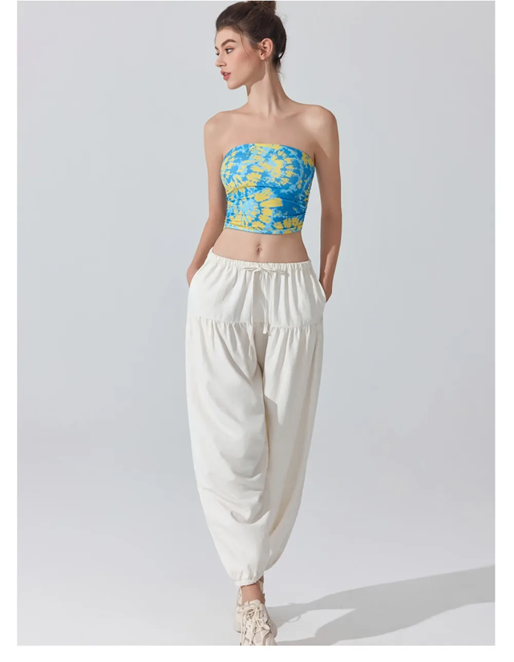 Stown Harem Pants for Ladies Gym - Women's High Waist Drawstring Yoga Boho Trousers with Pockets, Loose Fit Balloon Sweatpants