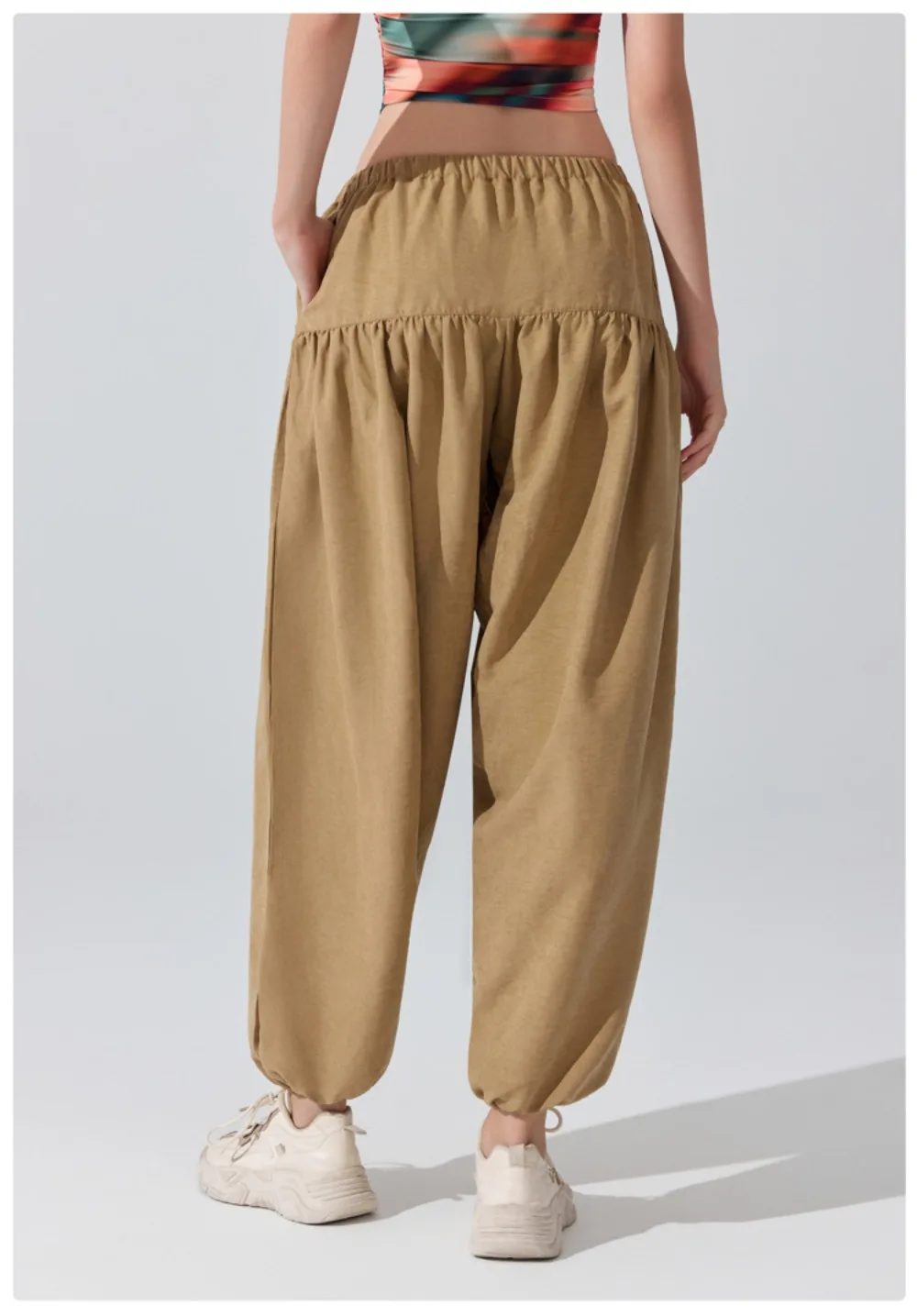Stown Harem Pants for Ladies Gym - Women's High Waist Drawstring Yoga Boho Trousers with Pockets, Loose Fit Balloon Sweatpants
