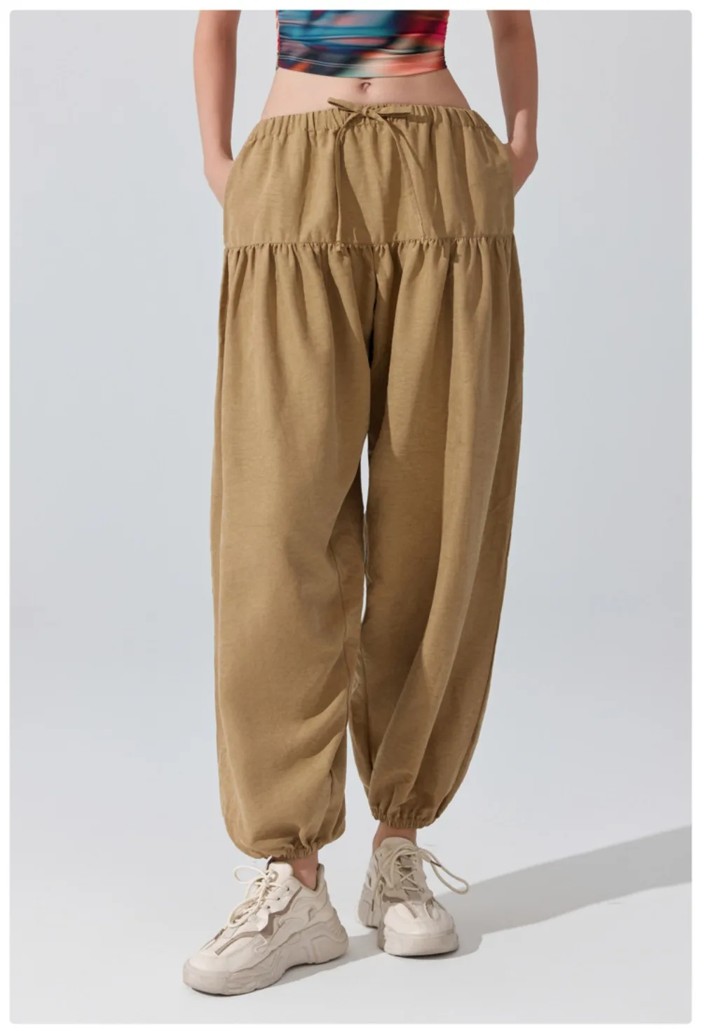Stown Harem Pants for Ladies Gym - Women's High Waist Drawstring Yoga Boho Trousers with Pockets, Loose Fit Balloon Sweatpants