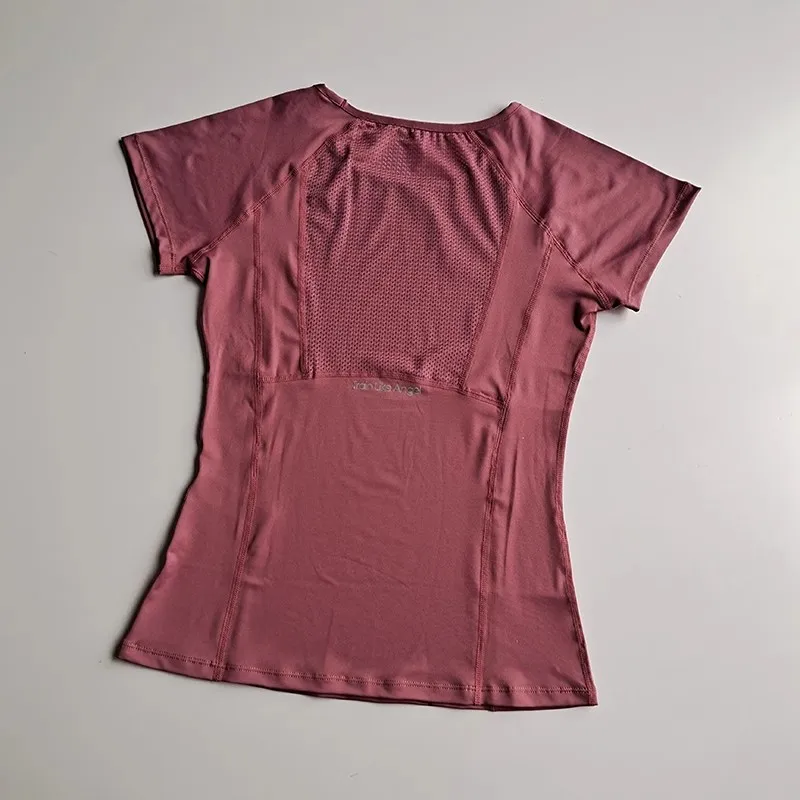 Women's Quick Dry Mesh Sports Top round Neck Pullover Short Sleeve Fitness Yoga T-Shirt Breathable Workout Shirt