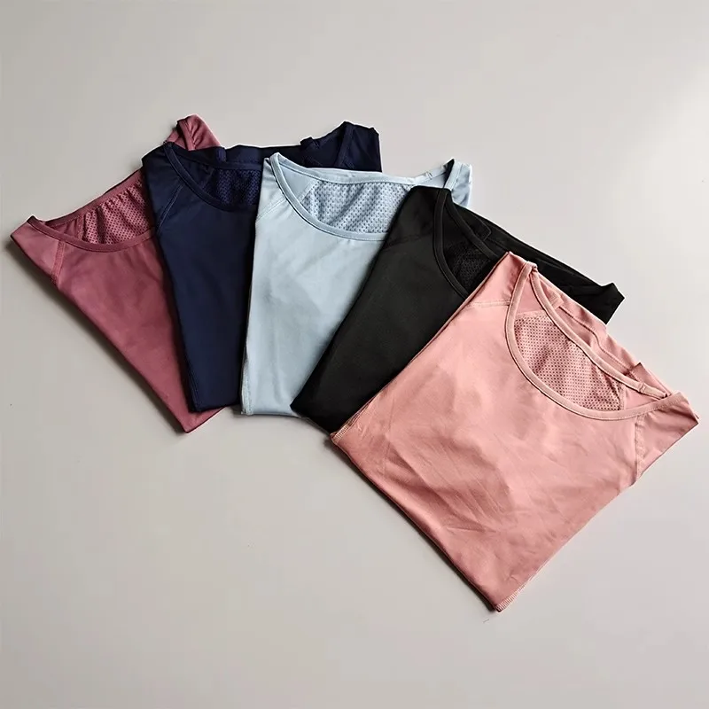 Women's Quick Dry Mesh Sports Top round Neck Pullover Short Sleeve Fitness Yoga T-Shirt Breathable Workout Shirt