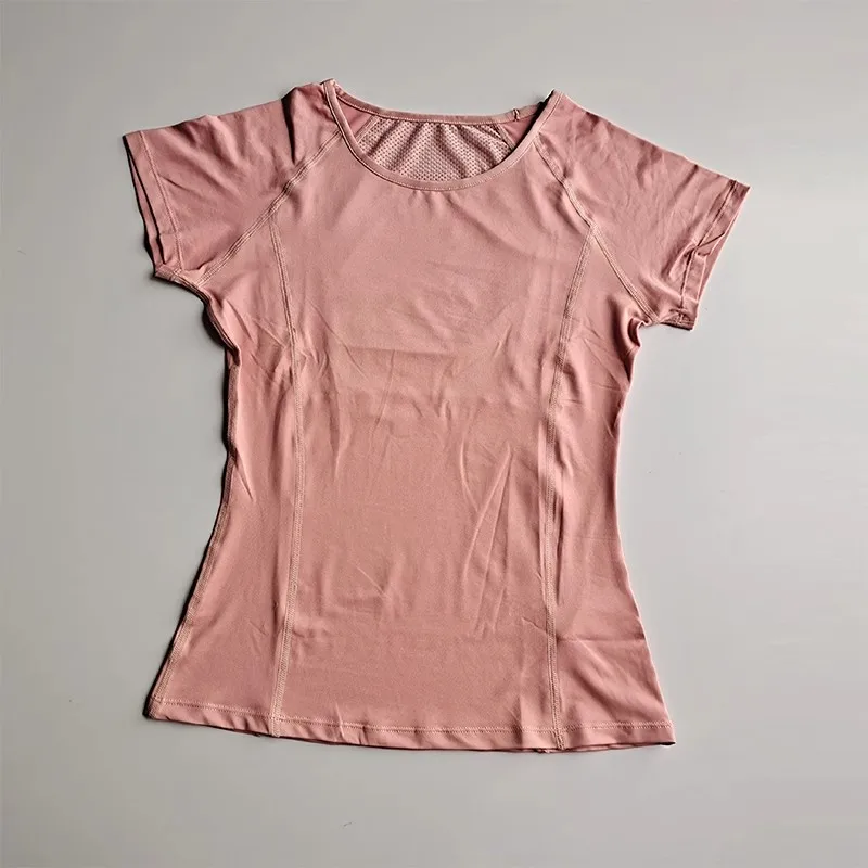 Women's Quick Dry Mesh Sports Top round Neck Pullover Short Sleeve Fitness Yoga T-Shirt Breathable Workout Shirt