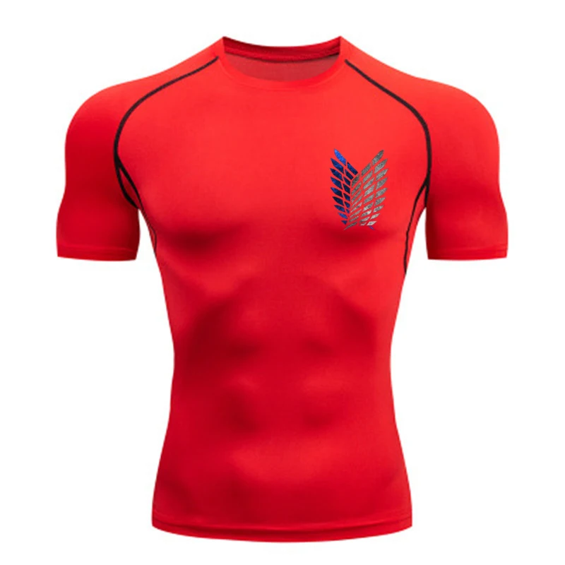 Anime Attack Compression Tshirt Men Fitness Tight Long Sleeve Sport T shirt Training Jogging Shirts Gym Sportswear Quick Dry