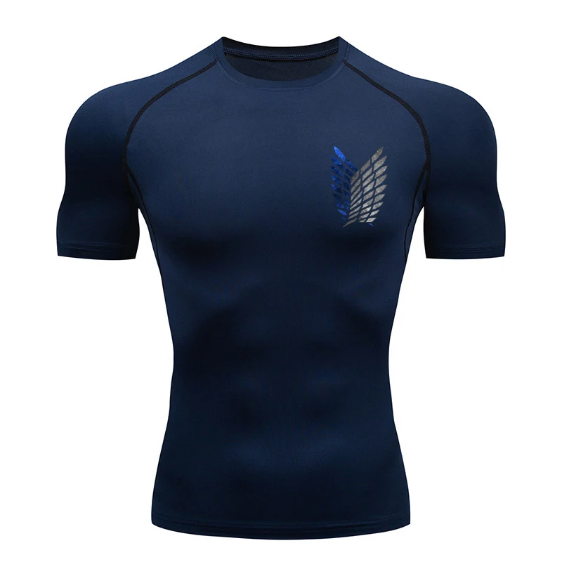 Anime Attack Compression Tshirt Men Fitness Tight Long Sleeve Sport T shirt Training Jogging Shirts Gym Sportswear Quick Dry