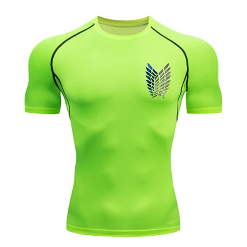 Anime Attack Compression Tshirt Men Fitness Tight Long Sleeve Sport T shirt Training Jogging Shirts Gym Sportswear Quick Dry