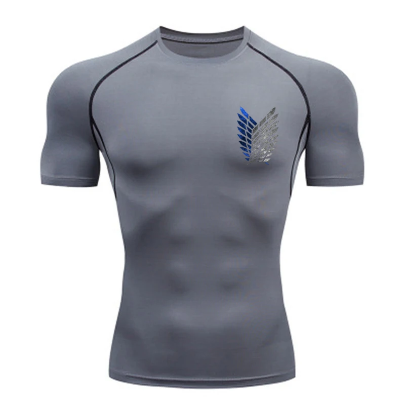 Anime Attack Compression Tshirt Men Fitness Tight Long Sleeve Sport T shirt Training Jogging Shirts Gym Sportswear Quick Dry