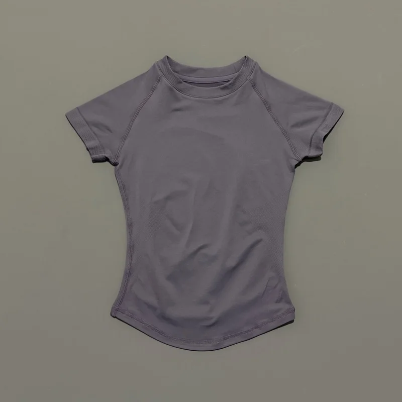 HISTELLO Df Solid Color Sports Short Sleeve Top Women Seamless Yoga Clothing Fitness T Shirts Gym Leotard Workout Sports Vest